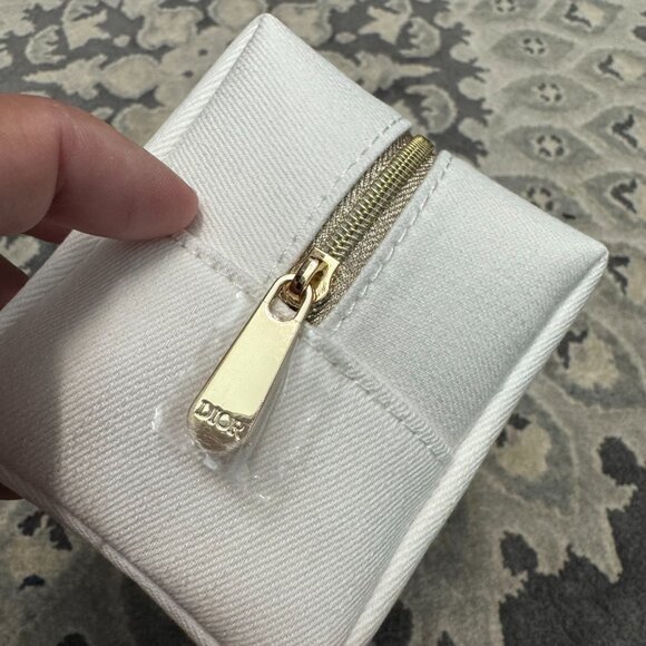 Christian Dior White Denim Beige Cosmetic Pouch Bag New - Picture 2 of 6